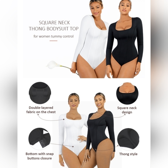 FeelinGirl Thong Basic Square Neck Slimming Top Shapewear Bodysuit #747 NWOT - Picture 11 of 11